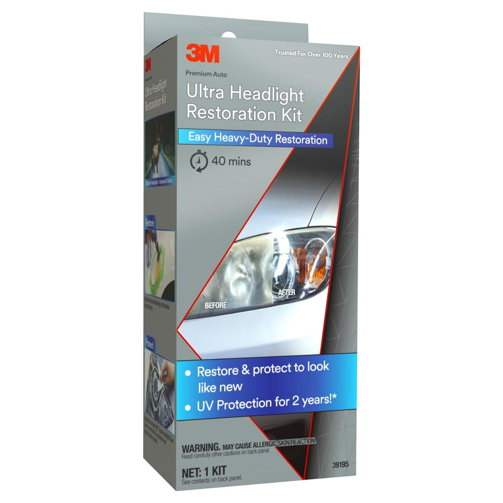 3M Ultra Headlight Restoration Kit, Contains Masking Tape, Light Sanding Discs, Wax Protectant and More, Use on Plastic Lenses Headlights, Taillights and More, Easy Heavy-Duty Restoration (39195) Jansha Store