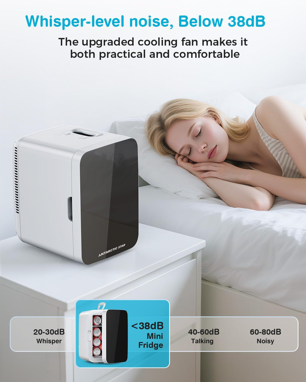 Antarctic Star Compact Mini Fridge, 10L Portable Small Refrigerator, 2.6 Gal Desktop Fridge with AC/DC Adapters, Small Cosmetics Cooler for Beverage, Food, Makeup, Bedroom, Office, Dorm, Black Jansha Store
