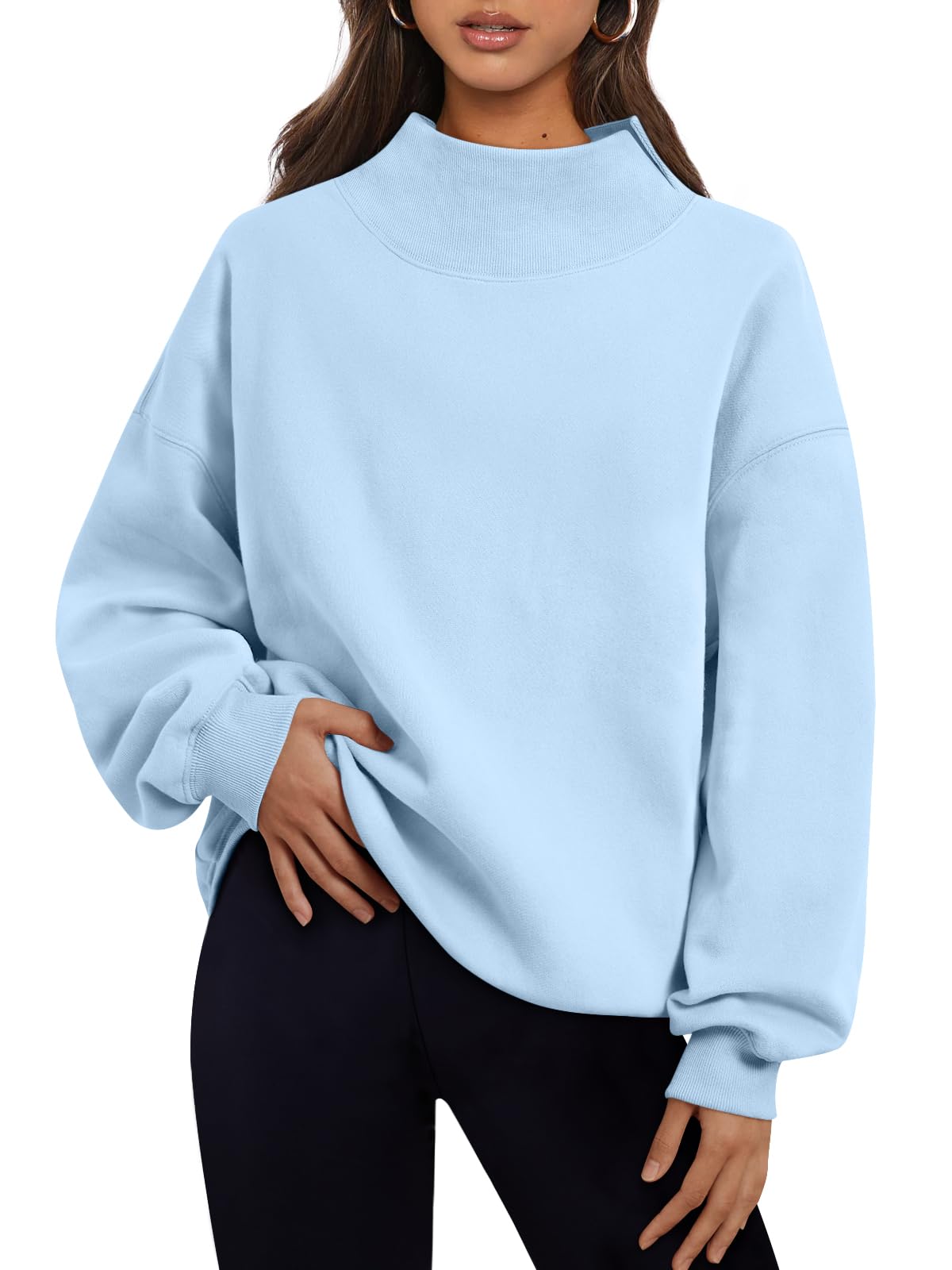 Trendy Queen Womens Mock Neck Sweatshirts Oversized Pullover Fall Outfits Jansha Store