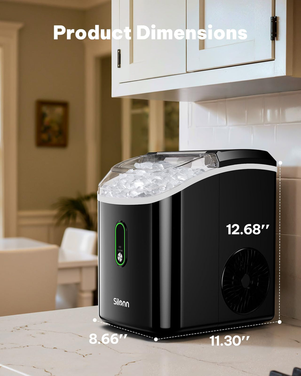 Silonn Ice Maker Countertop, 9 Cubes Ready in 6 Mins, 26lbs in 24Hrs, Self-Cleaning Ice Machine with Ice Scoop and Basket, 2 Sizes of Bullet Ice for Home Kitchen Office Bar Party Jansha Store