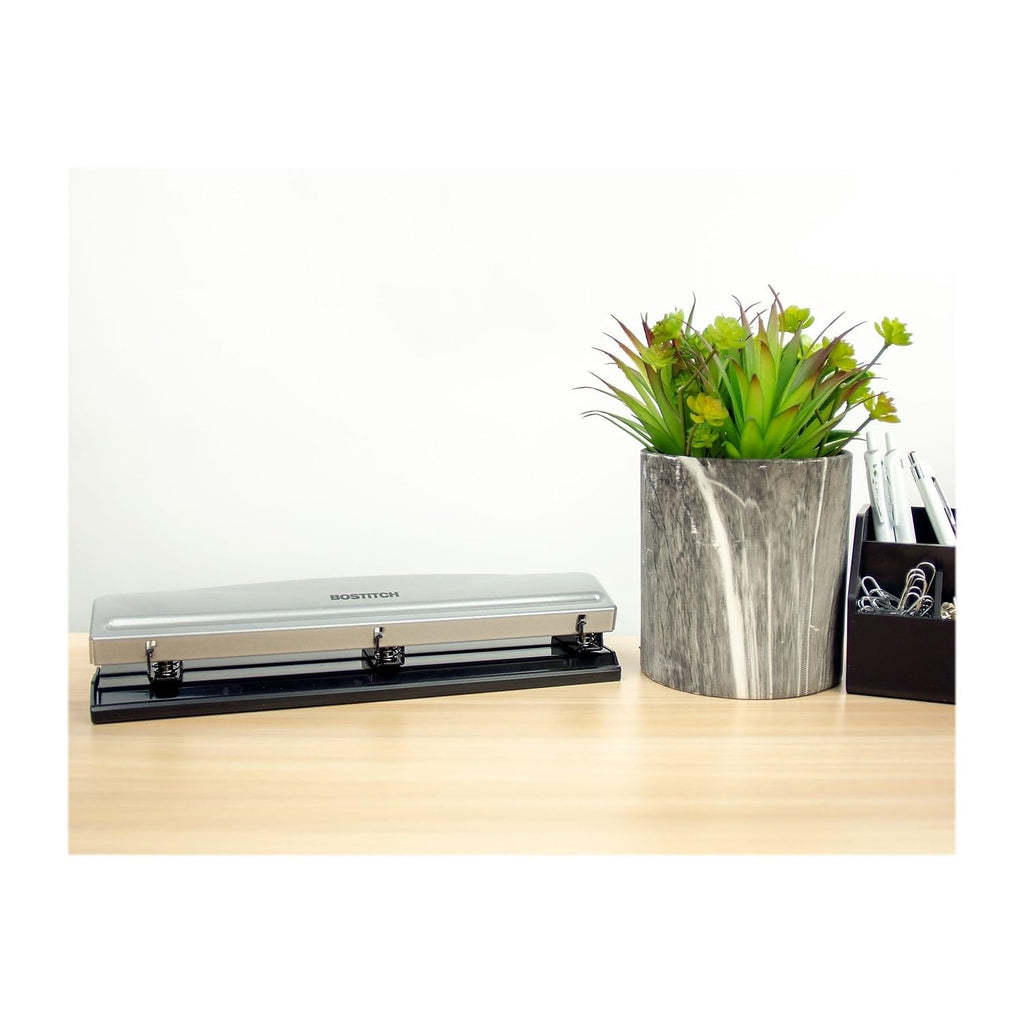 Bostitch Office 3 Hole Punch, Metal, 12 Sheet Capacity, Rubber Base, Silver Jansha Store