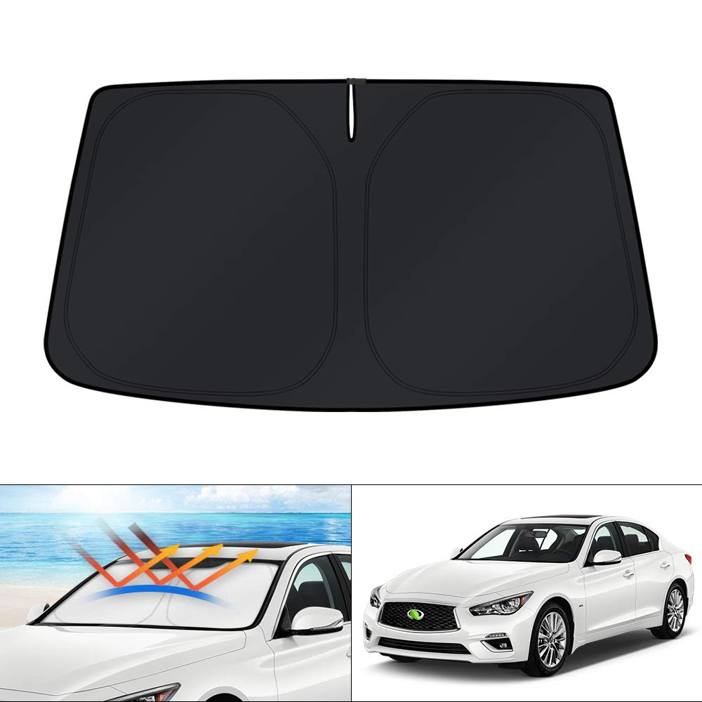 KUST Windshield Sun Shade for 2017-2026 Tesla Model Y/Model 3 Sunshade Accessories (Fit 2025-2026 Model Y Juniper / 2024 Model 3 Highland) Upgraded Foldable Sunshade, Blocks UV Rays Keep Car Cool Jansha Store