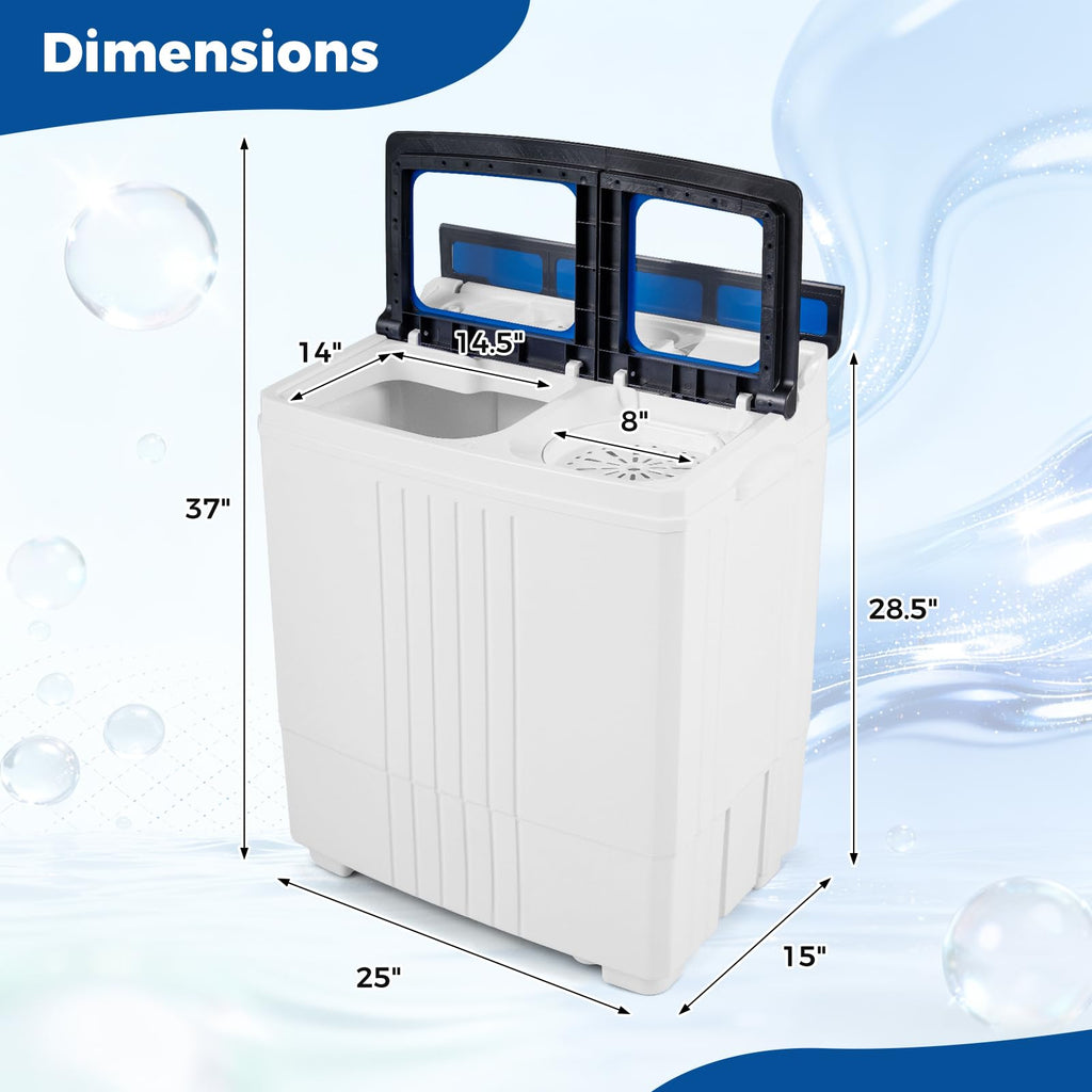 COSTWAY 26Lbs Portable Washing Machine with Built-in Drain Pump, Blue Jansha Store