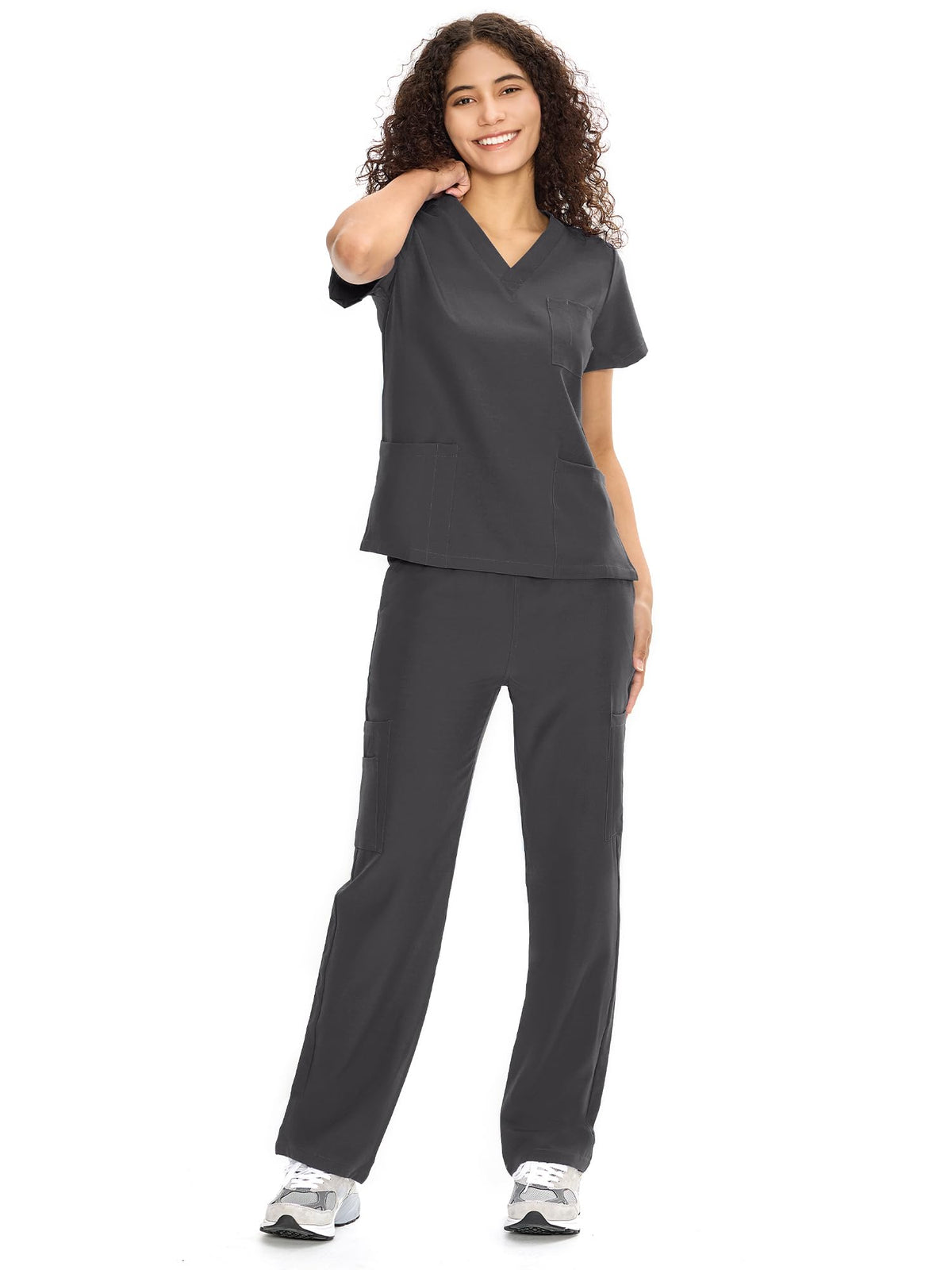 COZYFIT Scrubs for Women Set - V-Neck & Straight Leg Pants with 9 Pockets Jansha Store