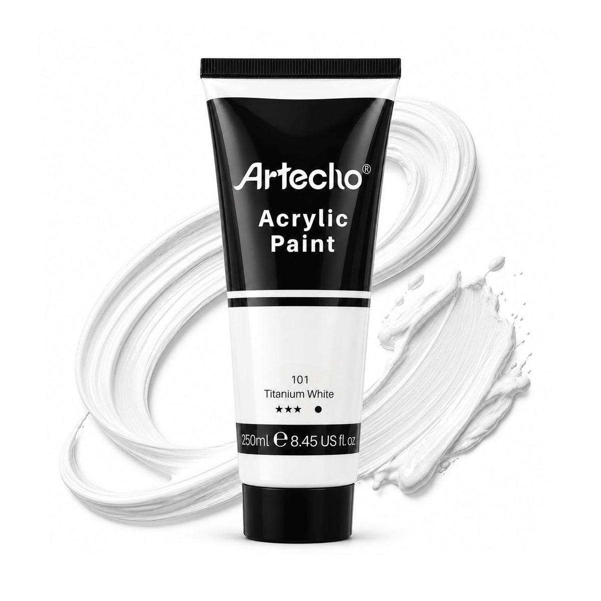 Artecho White Acrylic Paint, Titanium White Paint (120ml / 4.05oz) Tubes, Art Craft Paints for Canvas Painting, Rock, Stone, Wood, Fabric, Art Supplies Jansha Store