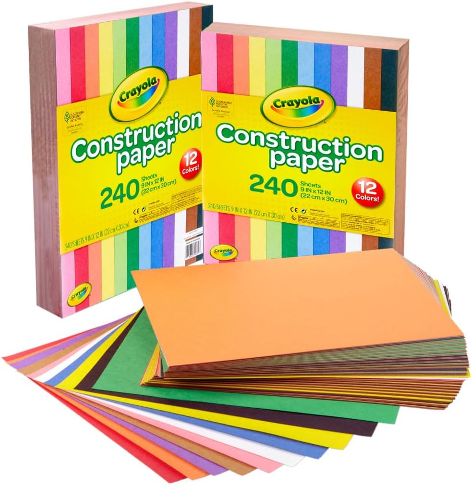 Crayola Construction Paper Bulk Pack (480 Sheets) – 10 Assorted Colors, 9x12, Teacher School Supplies & Classroom Must Haves, Card Making Craft Supplies, Art Paper Jansha Store