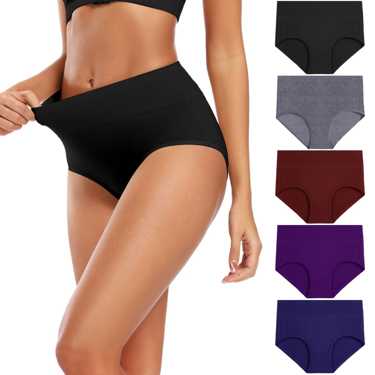 Molasus Women's Cotton Underwear High Waisted Full Coverage Ladies Panties (Regular & Plus Size) Jansha Store