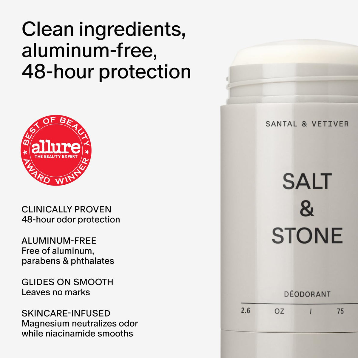 Salt & Stone Aluminum-Free Deodorant for Women & Men Saffron & Cedar 2.6 oz Jansha Store