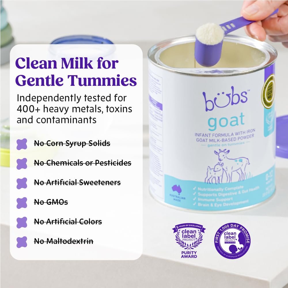 Bubs Whole Goat Milk Infant Formula for 0-12 Months, Non-GMO Milk, 20 oz Jansha Store