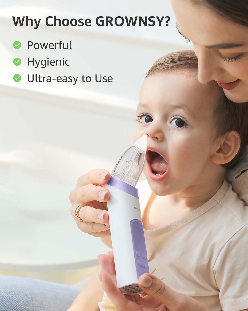 GROWNSY Baby Nasal Aspirator, Electric Nose Sucker, Powerful Suction,Grey Jansha Store