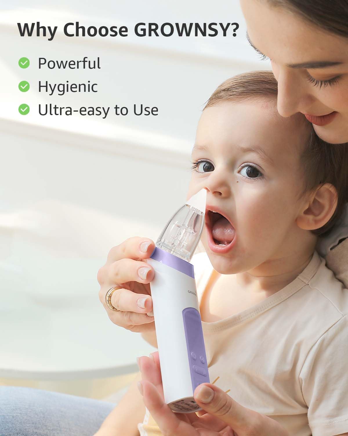 GROWNSY Baby Nasal Aspirator, Electric Nose Sucker, Powerful Suction,Grey Jansha Store
