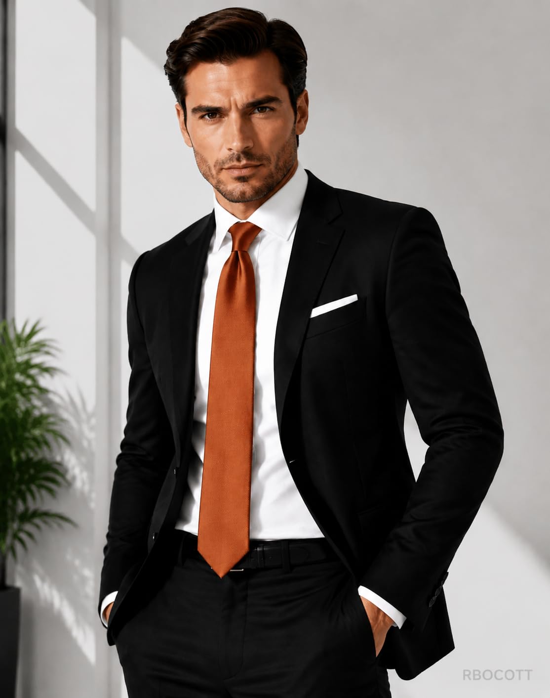 RBOCOTT Solid Color Tie Formal Necktie for Men Jansha Store