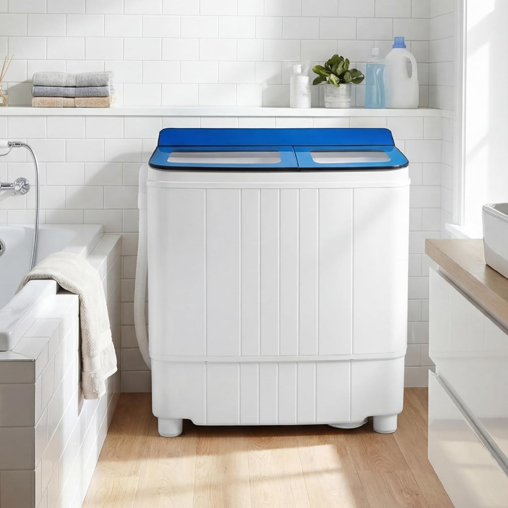 COSTWAY 26Lbs Portable Washing Machine with Built-in Drain Pump, Blue Jansha Store