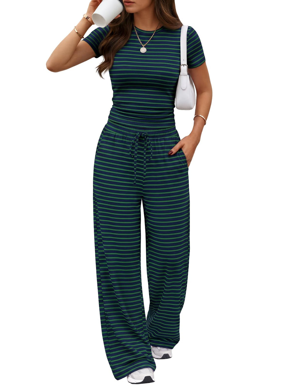 Trendy Queen Women's 2 Piece Matching Summer Lounge Set with Pockets Jansha Store