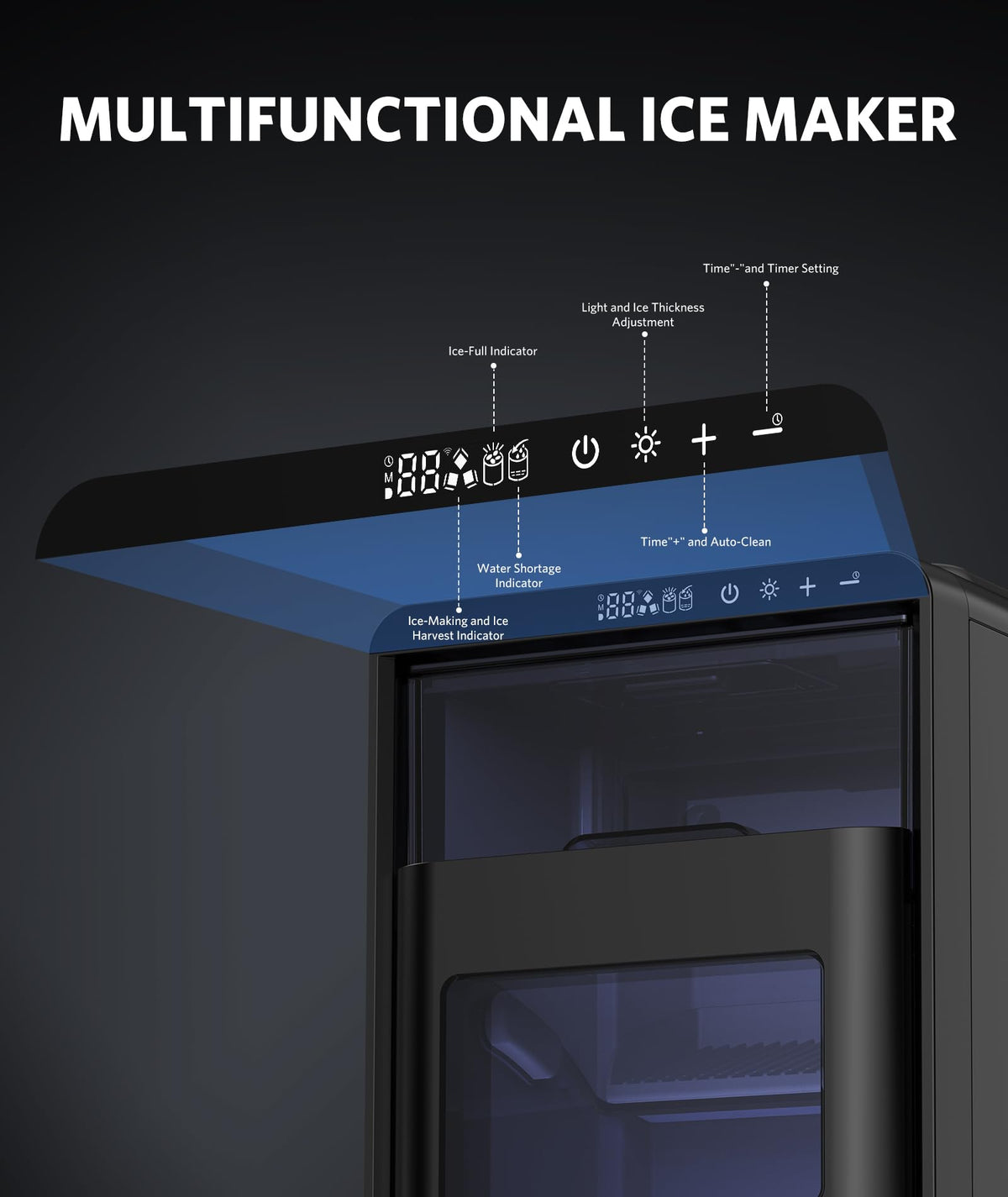 COWSAR Nugget Countertop Ice Maker, Automatic Ice Dispenser, 33 lbs/Day Chewable Pellet Ice Machine with Self-Cleaning & Measured Dispensing, Portable Ice Maker for Home, Kitchen, Office Jansha Store