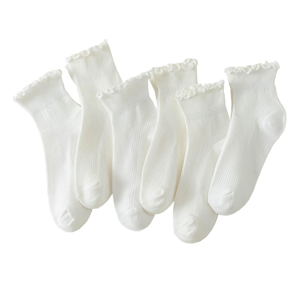 Hstyle 6 Pairs of Ruffle Socks Women, Cute Ruffle Ankle Socks Jansha Store