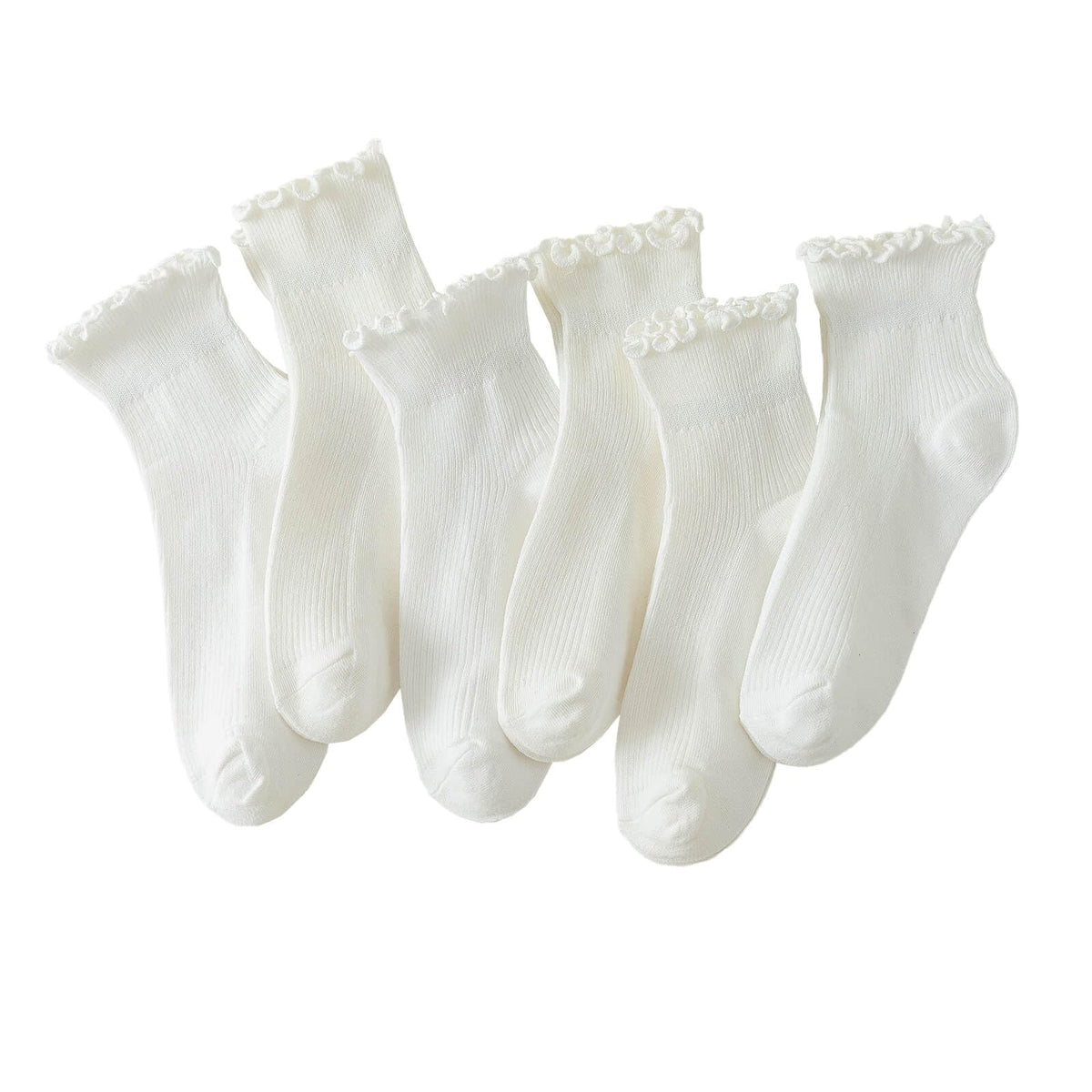 Hstyle 6 Pairs of Ruffle Socks Women, Cute Ruffle Ankle Socks Jansha Store