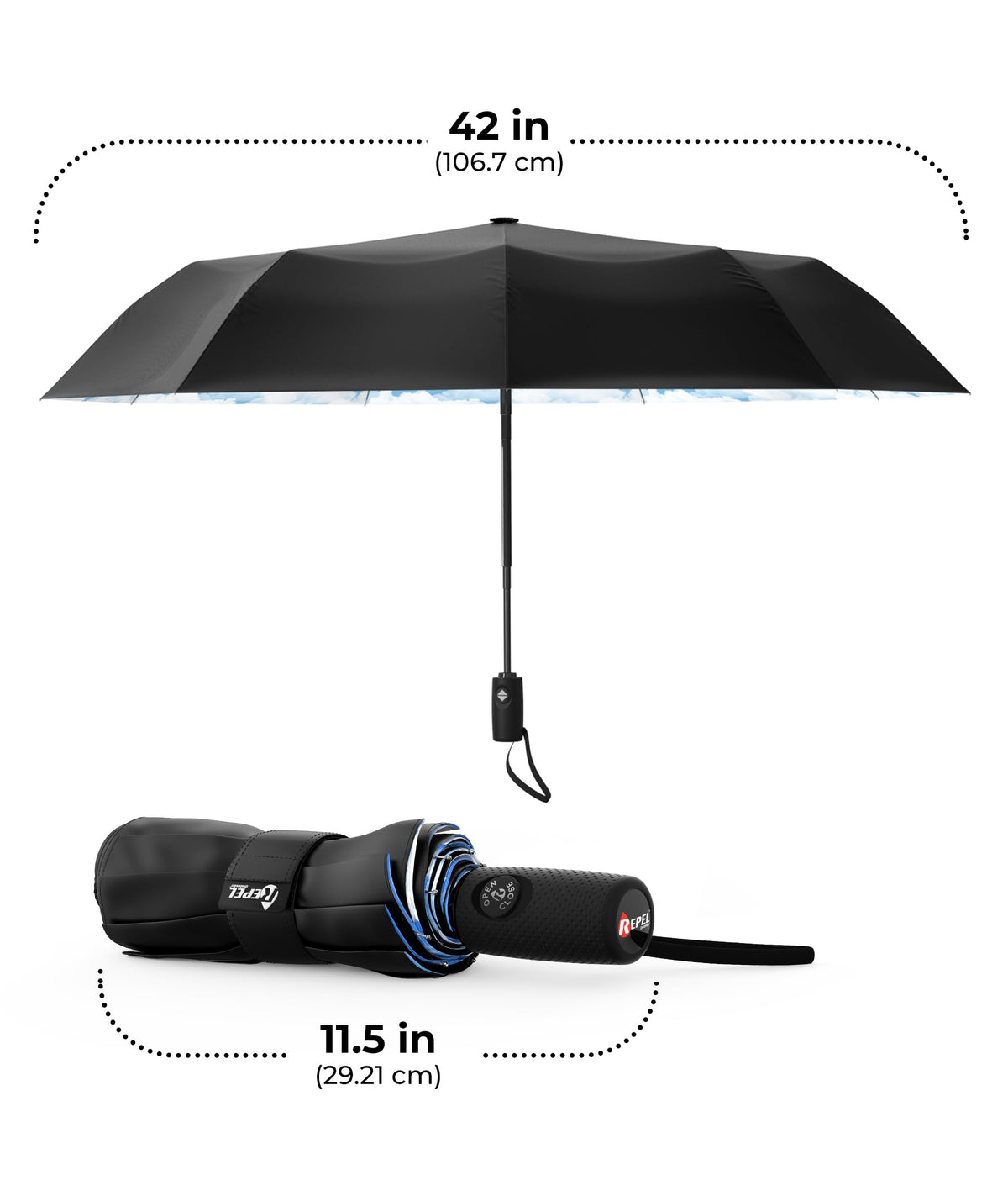 Windproof Travel Umbrella - Compact & Withstands Winds up to 100MPH, Strongest Premium Auto Folding Umbrella for Rain and Sun - Durable, Light & Portable for Women & Men, Fits Backpack & Cars Jansha Store