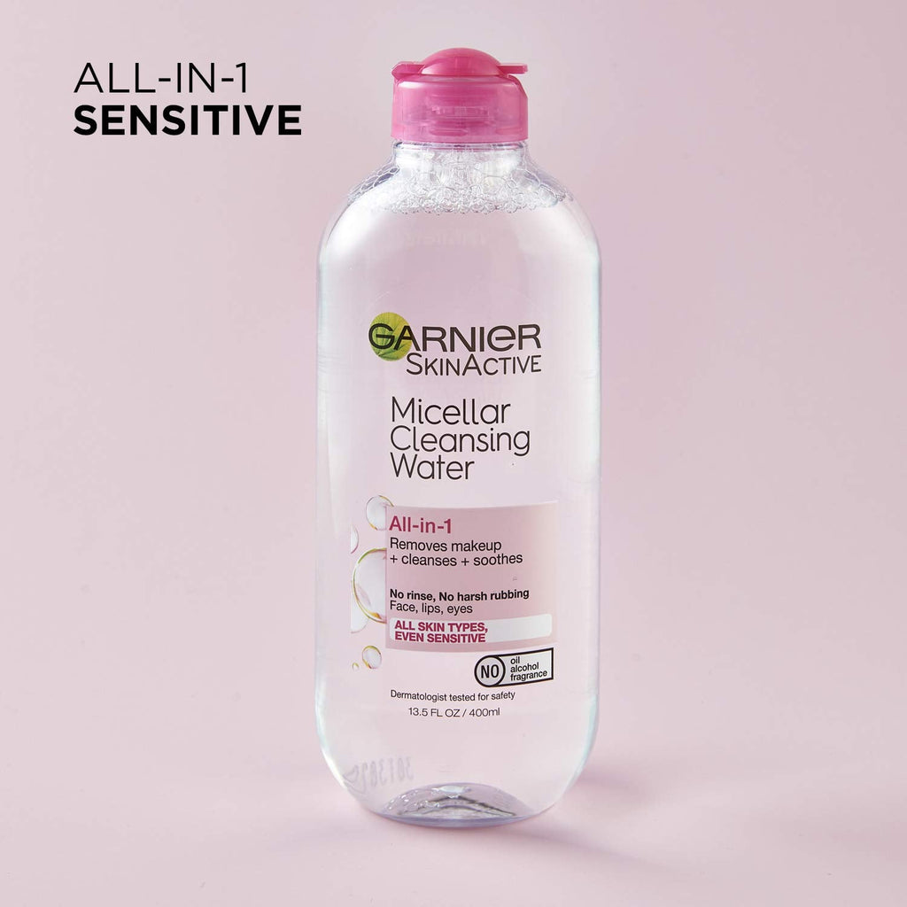 Garnier Micellar Water, Hydrating Facial Cleanser & Makeup Remover, Suitable for Sensitive Skin, Vegan, Cruelty Free, 13.5 Fl Oz (400mL), 1 Count Jansha Store