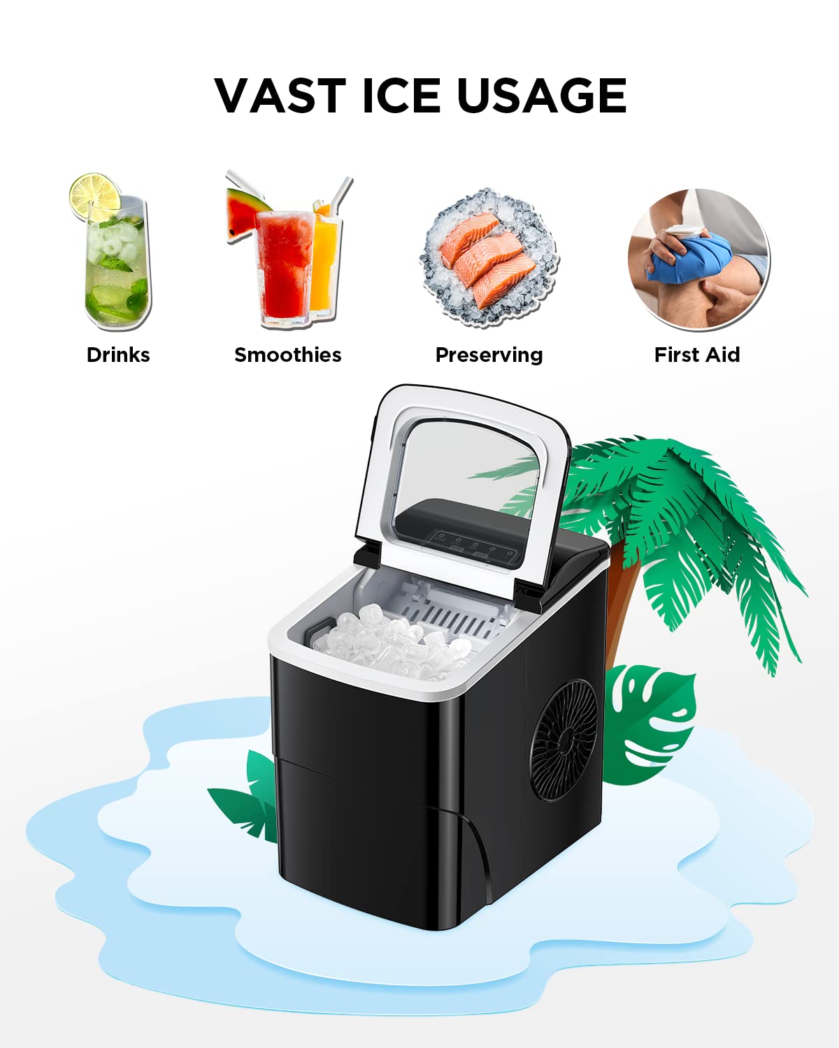Silonn Nugget Ice Maker, Smart Countertop Ice Machine with APP & Voice Control, Self-Cleaning, 44lbs/24H Soft Chewable Sonic Ice, 3L Tank, for Home Kitchen & Party Jansha Store
