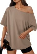 Trendy Queen Womens Off the Shoulder Tops Oversized Summer T-Shirts 2026 Jansha Store