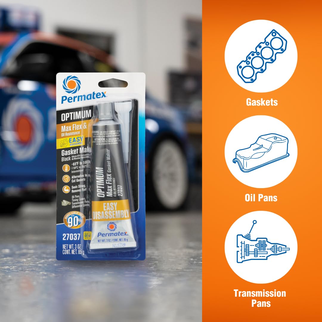 Permatex 82180 Ultra Black Maximum Oil Resistance RTV Silicone Gasket Maker, Sensor Safe and Non-Corrosive, for High Flex and Oil Resistant Applications 3 oz Jansha Store