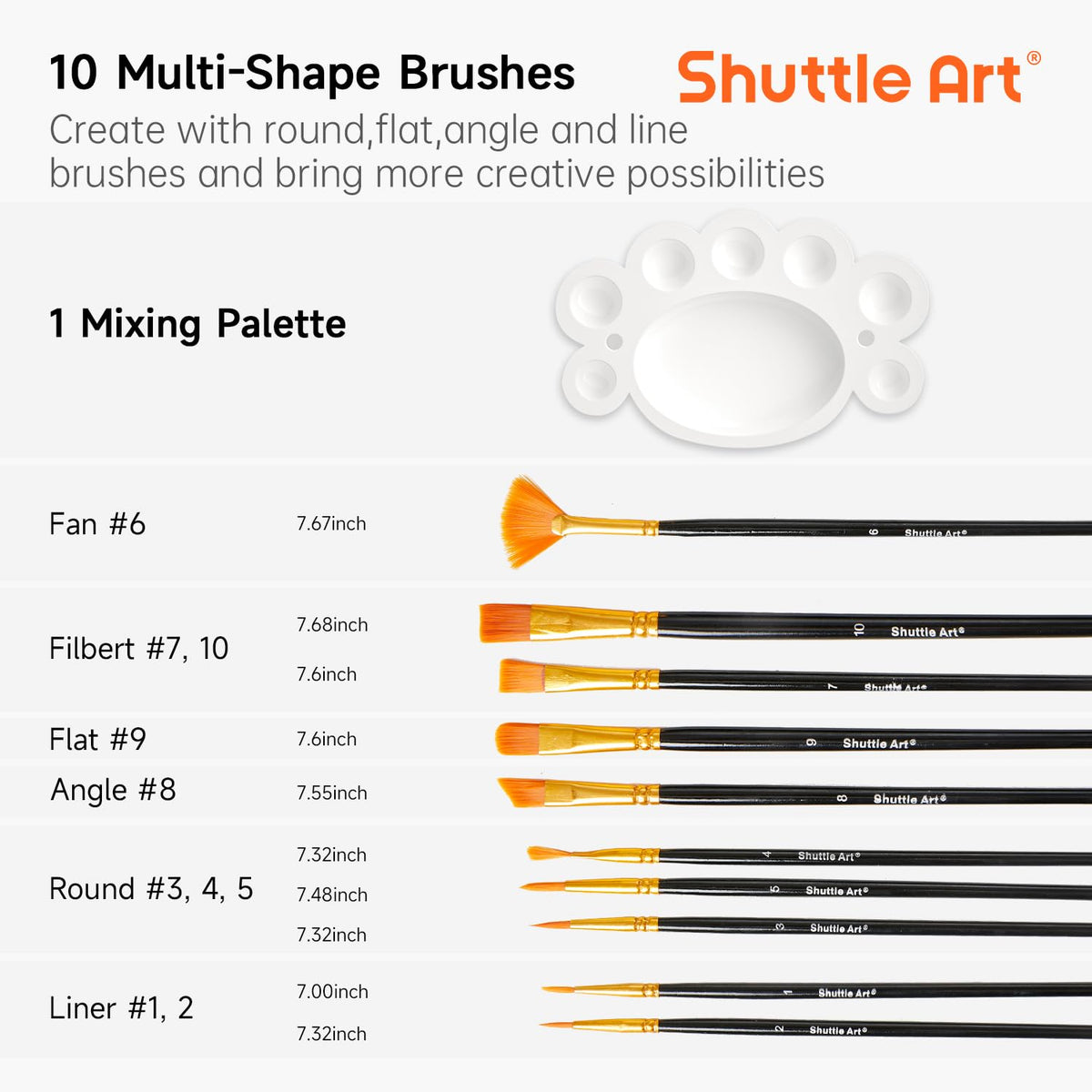 Shuttle Art Acrylic Paint, 36 Colors Acrylic Paint Set with Brushes & Palette, 2oz/60ml Bottles, Rich Pigments Non-toxic for Artists Kids & Adults, Painting on Canvas Rocks Ceramic Wood Jansha Store