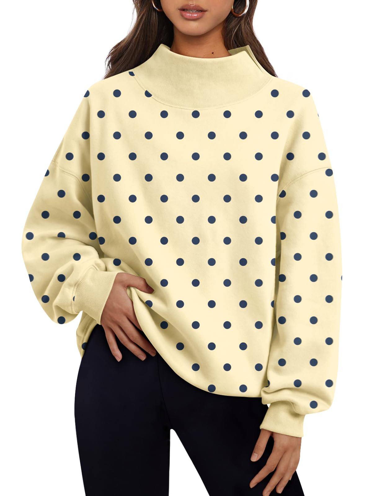 Trendy Queen Womens Mock Neck Sweatshirts Oversized Pullover Fall Outfits Jansha Store