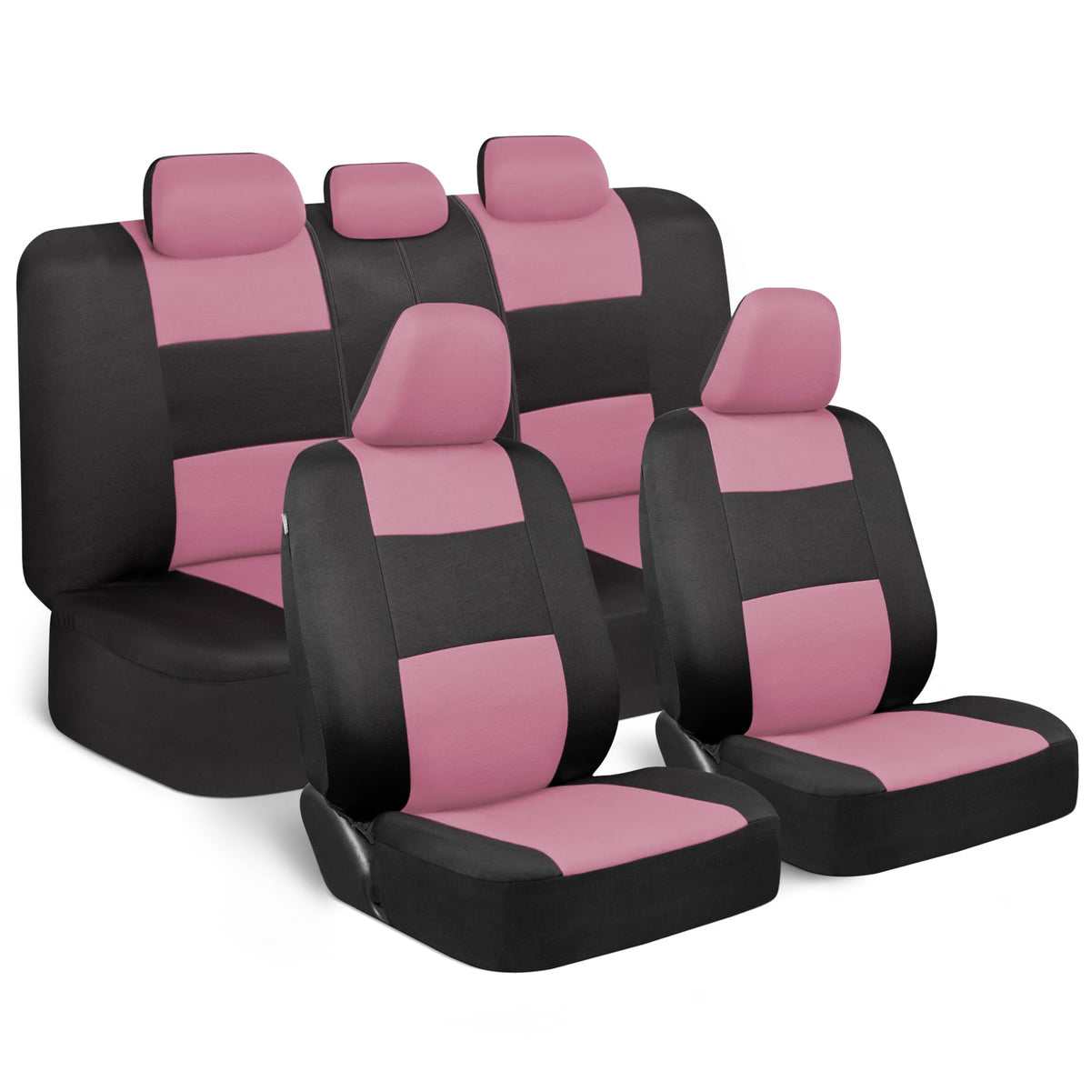 BDK PolyPro Car Seat Covers Full Set in Solid Black, Front and Rear Split Bench Seat Covers for Cars, Easy to Install Car Seats Cover Set and Accessories for Auto Trucks Van SUV - Solid Black Jansha Store