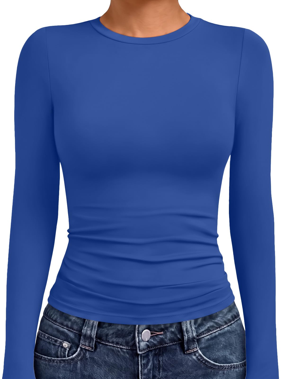 Women's long sleeve compression underscrub top in a relaxed standing pose