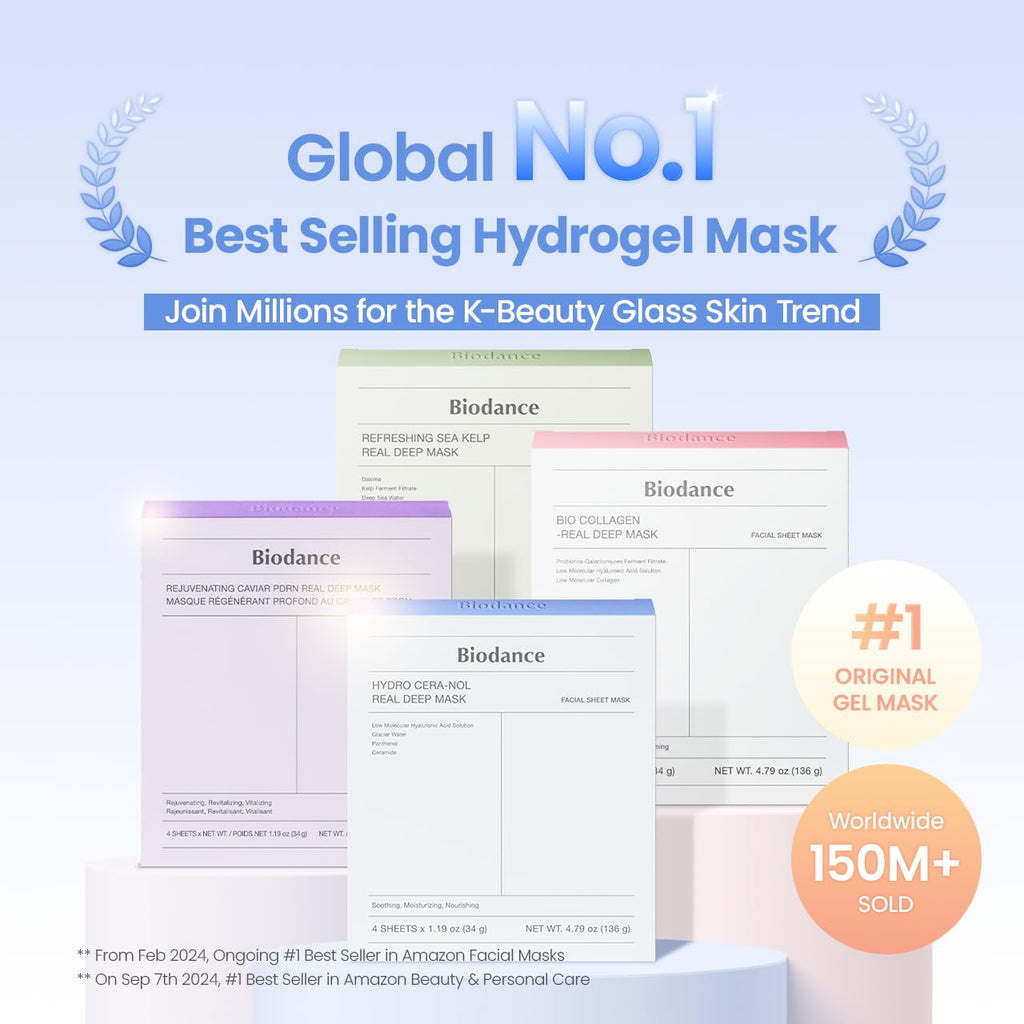 BIODANCE Bio-Collagen Real Deep Mask, Hydrating Overnight Hydrogel Face Mask, Pore Minimizing, Elasticity, Plumping, Travel Essentials & Self Care Gifts for Women, Korean Skin Care | 1.19oz(34g) x 4ea Jansha Store
