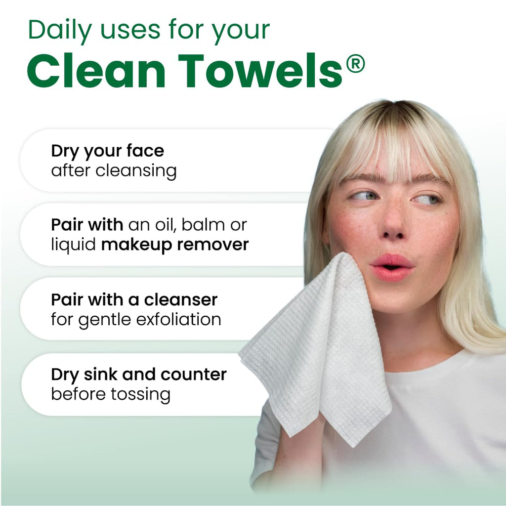 Clean Skin Club Clean Towels XL® Original 50 Ct + Healthy Aging 10ct Travel Pack Duo, 100% USDA Biobased Disposable Face Towels, Makeup Remover Dry Wipes, Ultra Soft, Smooths Fine Lines & Wrinkles Jansha Store