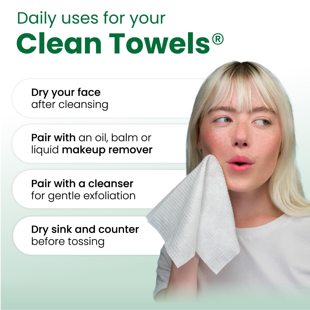 Clean Skin Club Clean Towels XL® Original 50 Ct + Healthy Aging 10ct Travel Pack Duo, 100% USDA Biobased Disposable Face Towels, Makeup Remover Dry Wipes, Ultra Soft, Smooths Fine Lines & Wrinkles Jansha Store