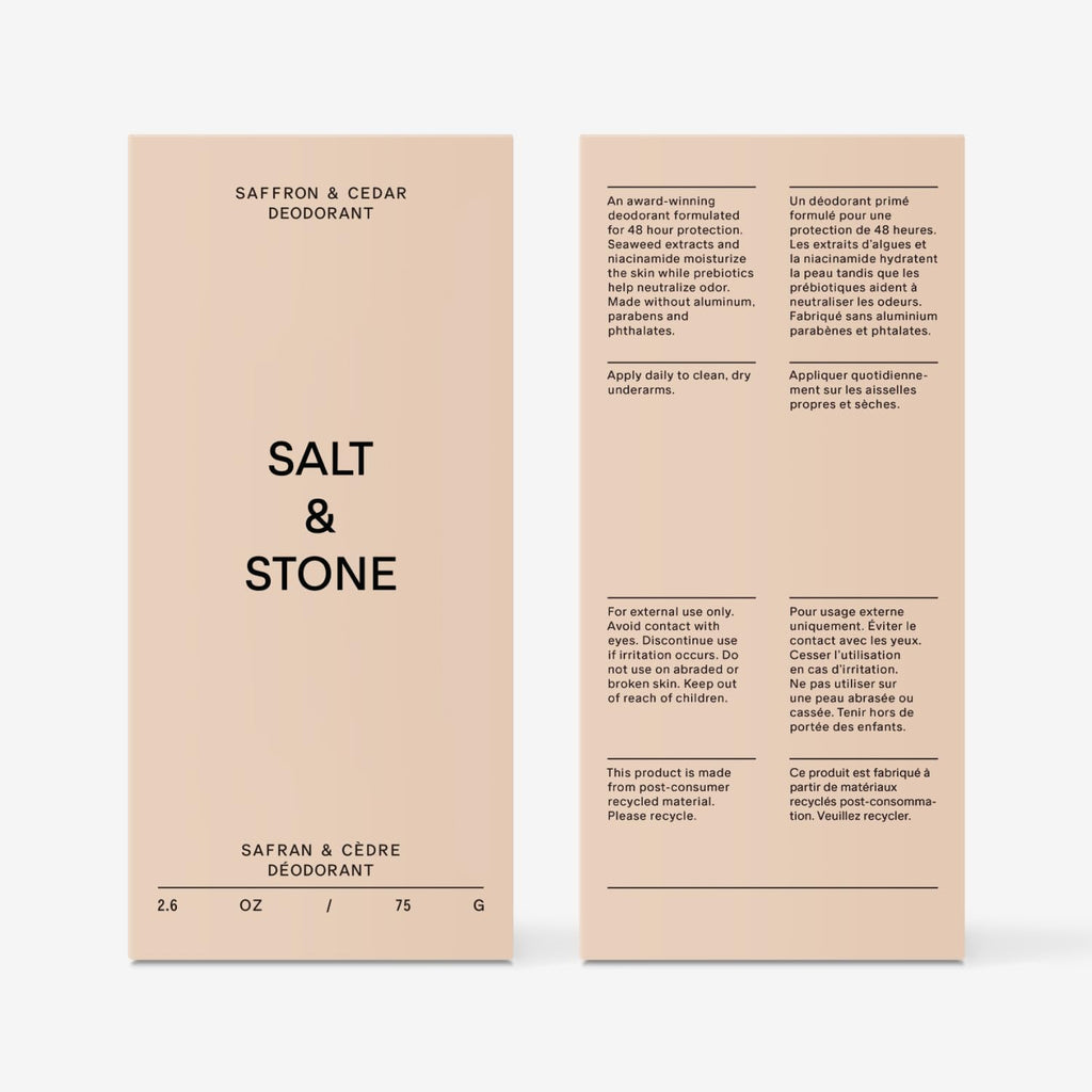 Salt & Stone Aluminum-Free Deodorant for Women & Men Saffron & Cedar 2.6 oz Jansha Store
