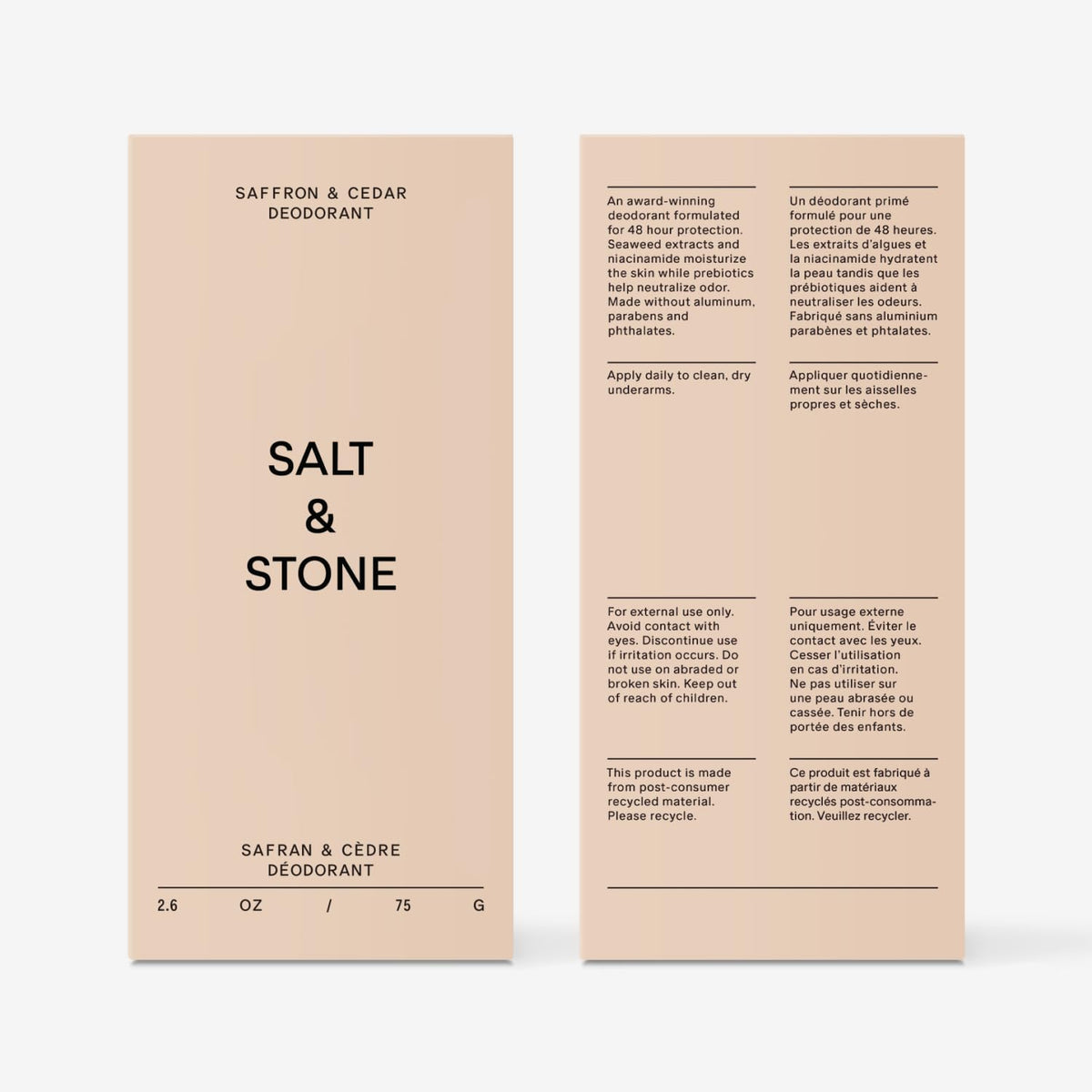 Salt & Stone Aluminum-Free Deodorant for Women & Men Saffron & Cedar 2.6 oz Jansha Store