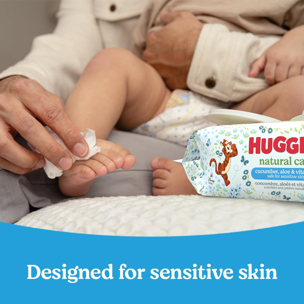 Huggies Natural Care Cucumber, Aloe and Vitamin E Baby Wipes, Hypoallergenic, Scented, 10 Flip-Top Packs (560 Wipes Total), Packaging May Vary Jansha Store