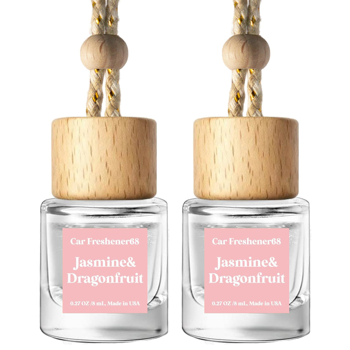 C Classy Car Air Freshener Hanging 2 Pack, Mahogany Teakwood Essential Oil Diffuser, Cute Glass Bottle, Long-Lasting Fragrance Car Accessories for Women & Men, Made in USA Jansha Store
