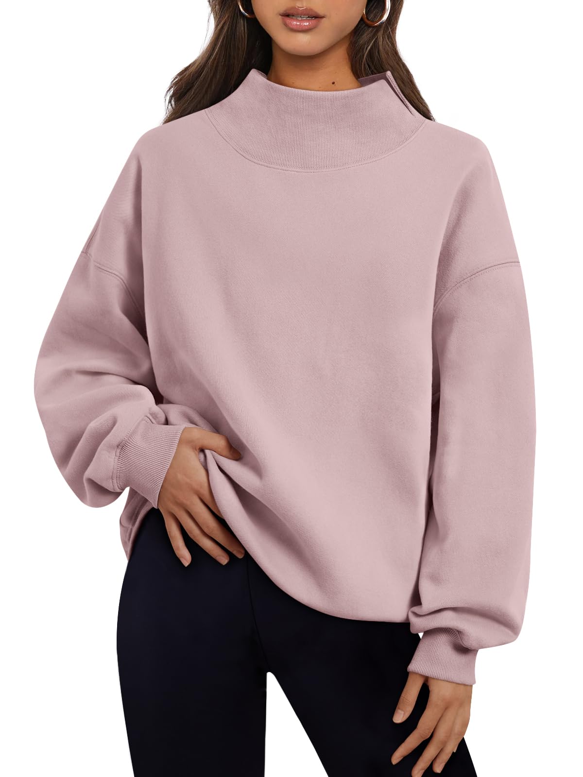 Trendy Queen Womens Mock Neck Sweatshirts Oversized Pullover Fall Outfits Jansha Store