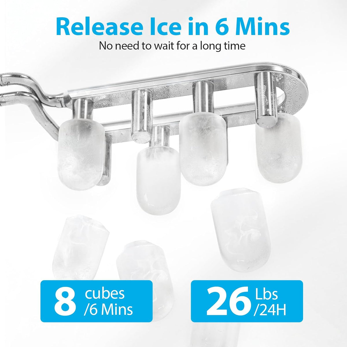 Aeitto Ice Maker Countertop 26lbs/24H Ice Makers Ready in 6-Min 8 Ice Cubes Jansha Store