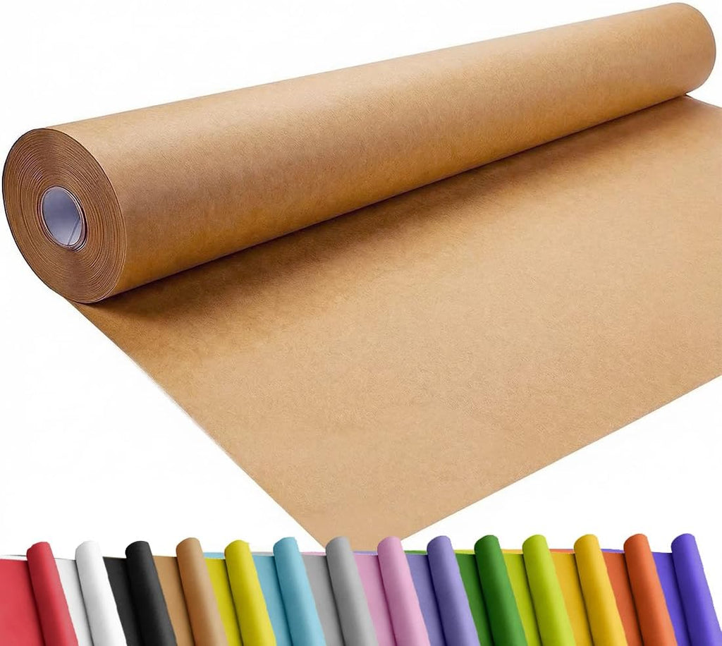 SMART&CASUAL 36" x 1,500" (125') Brown Kraft Craft Paper Roll for Gift Wrapping Bulletin Board Bouquet Flower Art Packing Parcel Table Covering 70GSM 50LB (Brown, 36" x 125') Jansha Store