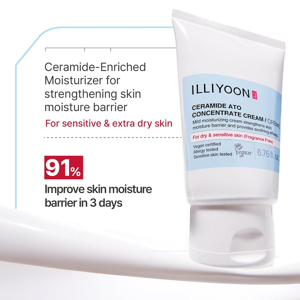 Illiyoon Ceramide Ato Lotion | Lightweight Moisturizer for Dry & Sensitive Skin, Barrier Repair for Face and Body, Mild for Babies, Vegan Certified, Korean Skincare, 2.29 fl.oz. Jansha Store