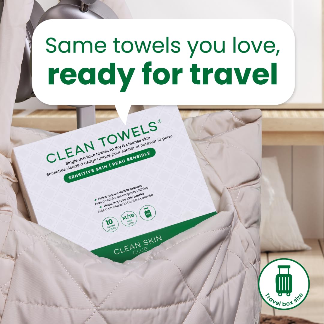 Clean Skin Club Clean Towels XL® Original 50 Ct + Healthy Aging 10ct Travel Pack Duo, 100% USDA Biobased Disposable Face Towels, Makeup Remover Dry Wipes, Ultra Soft, Smooths Fine Lines & Wrinkles Jansha Store