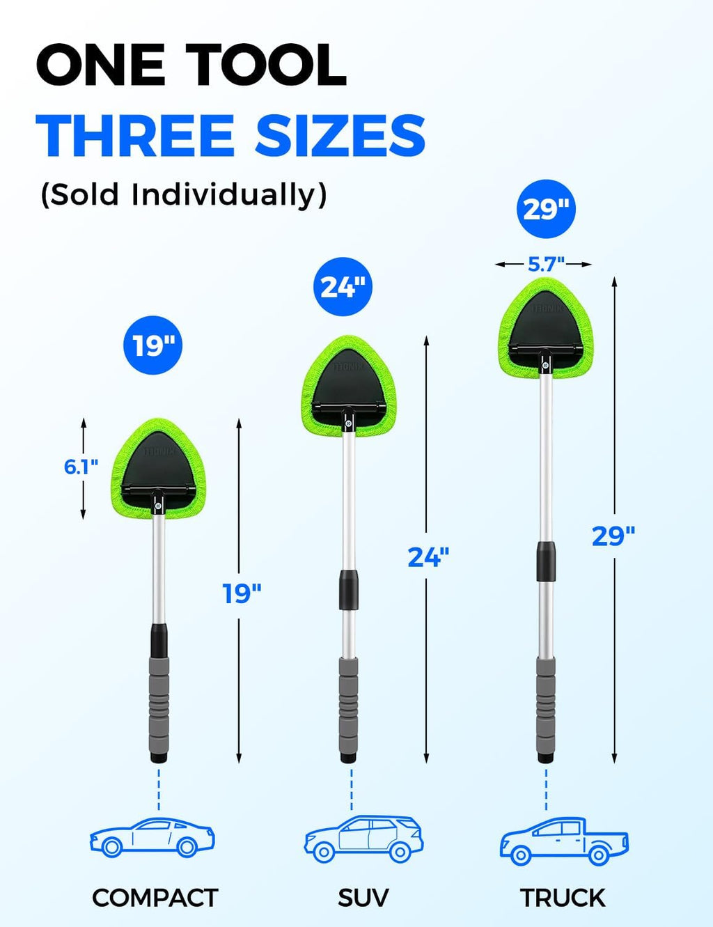 XINDELL Interior Windshield Cleaner Tool – Car Interior Window Cleaning Kit with Extendable Handle & 4 Microfiber Pads, Auto Wiper Inside Compact Windshield Brush for Car & Home Windows Jansha Store