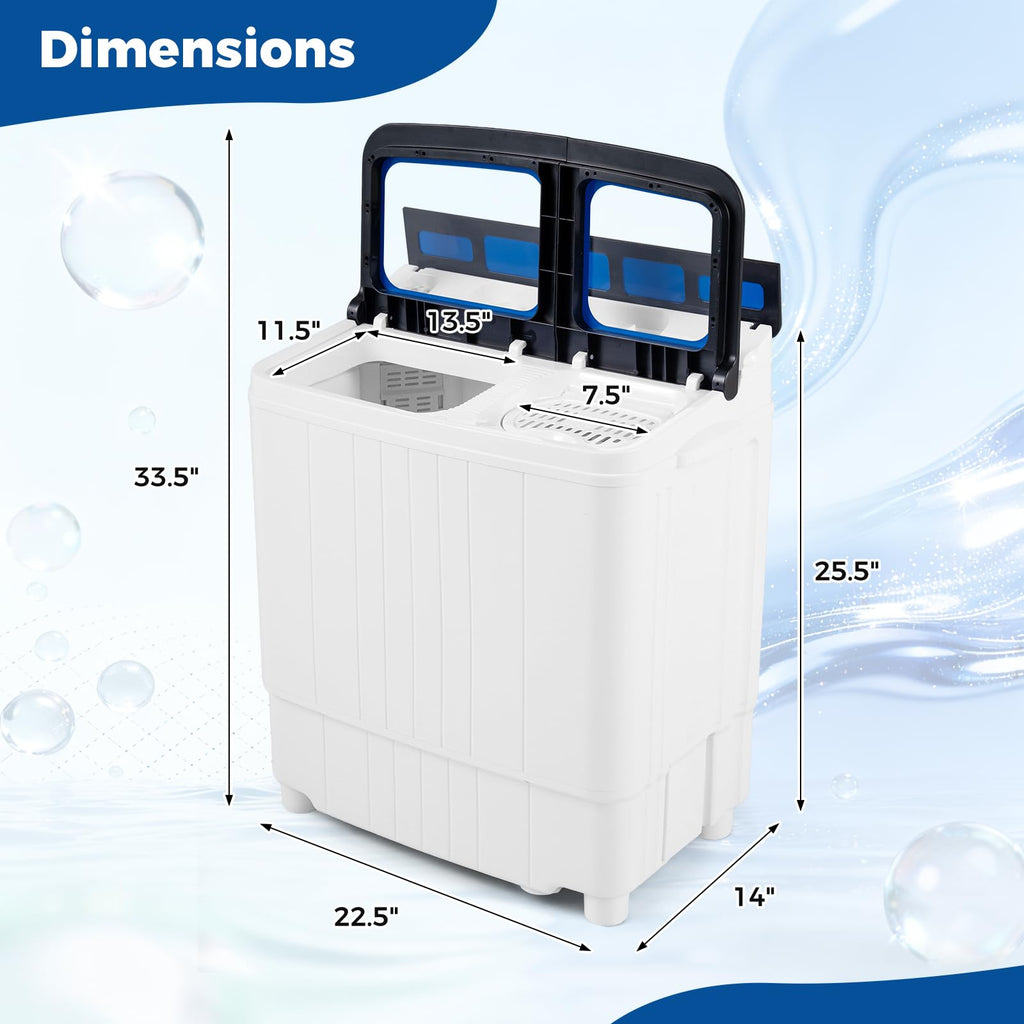 COSTWAY 26Lbs Portable Washing Machine with Built-in Drain Pump, Blue Jansha Store