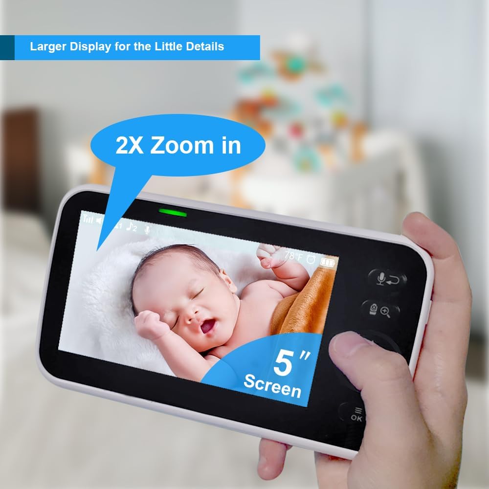 HelloBaby No WiFi Baby Monitor Camera and Audio HB6550, 5" Video Screen Jansha Store