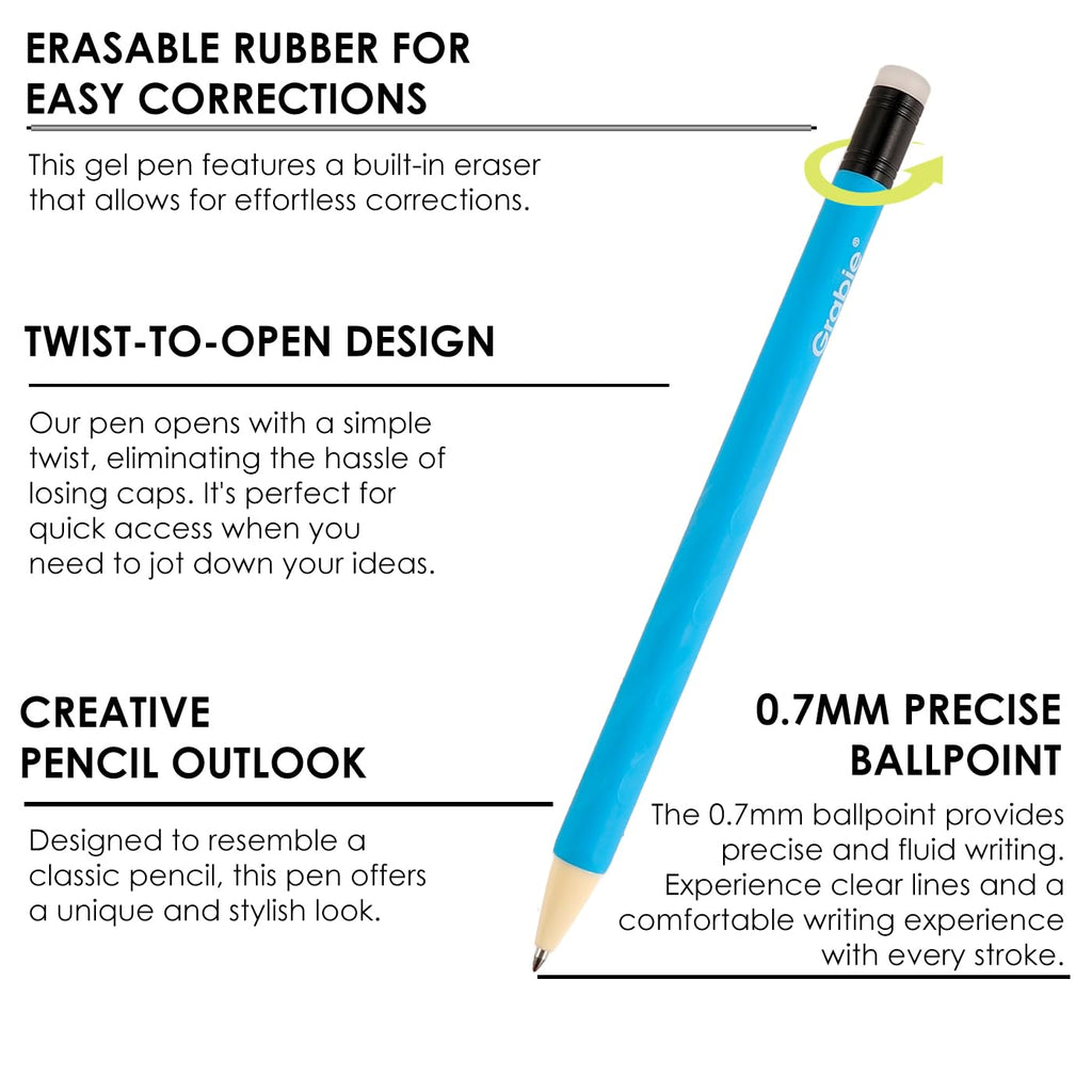 Grabie Erasable Gel Pens, 9 Medium Point 0.7 mm Pens, Classic Jansha Store