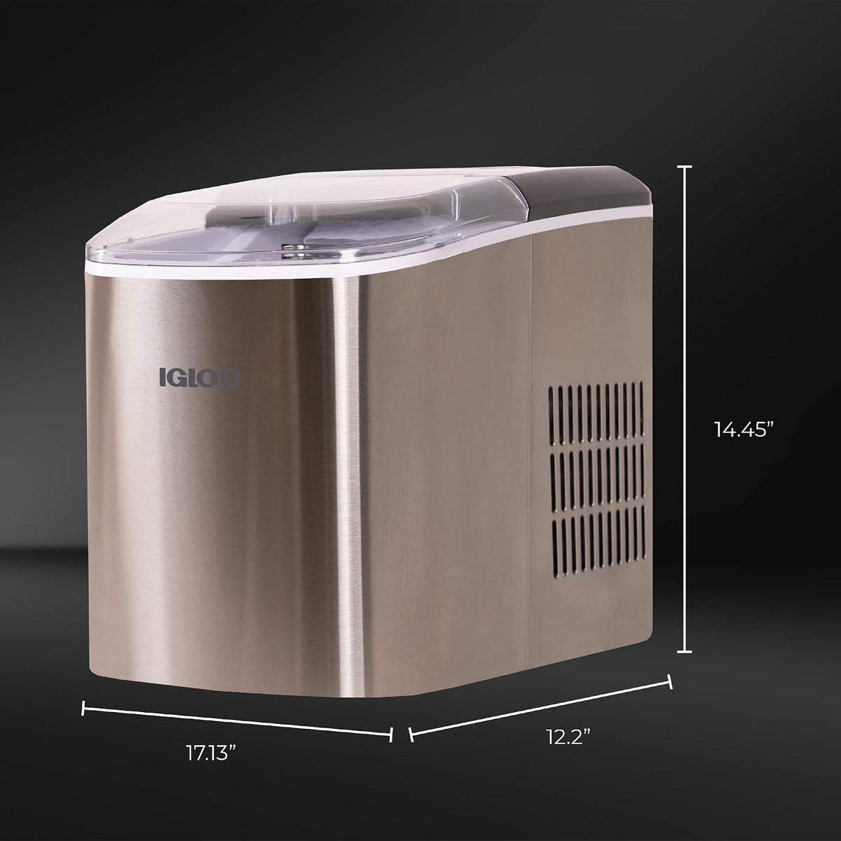 Igloo Electric Countertop Ice Maker Machine - Automatic and Portable - 26 Pounds in 24 Hours - Ice Cube Maker - Ice Scoop and Basket - Ideal for Iced Coffee and Cocktails - Stainless Steel Jansha Store