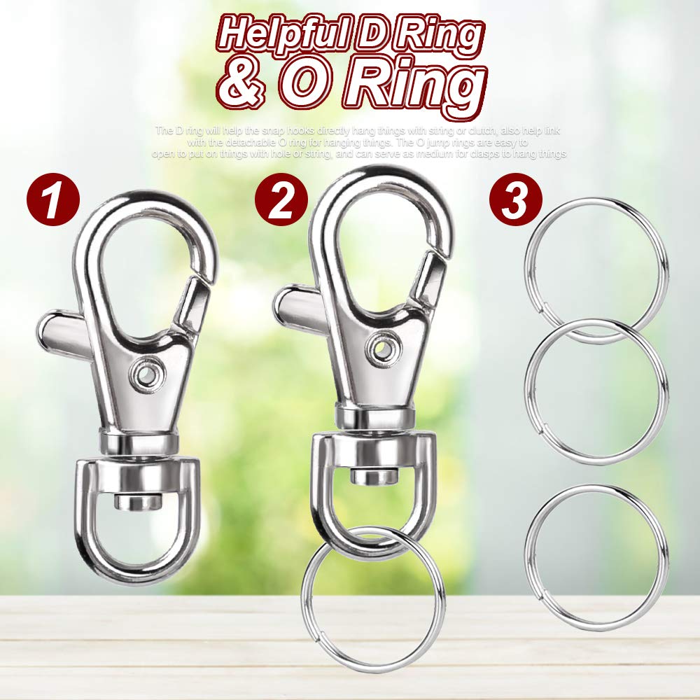 LEOBRO 70PCS Lobster Claw Clasps and Key Rings, 35PCS Keychains Clips and 35PCS Key Chain Ring, Keychain Making kit for Key Chain, Jewelry Making, Art Crafts, Silver Jansha Store