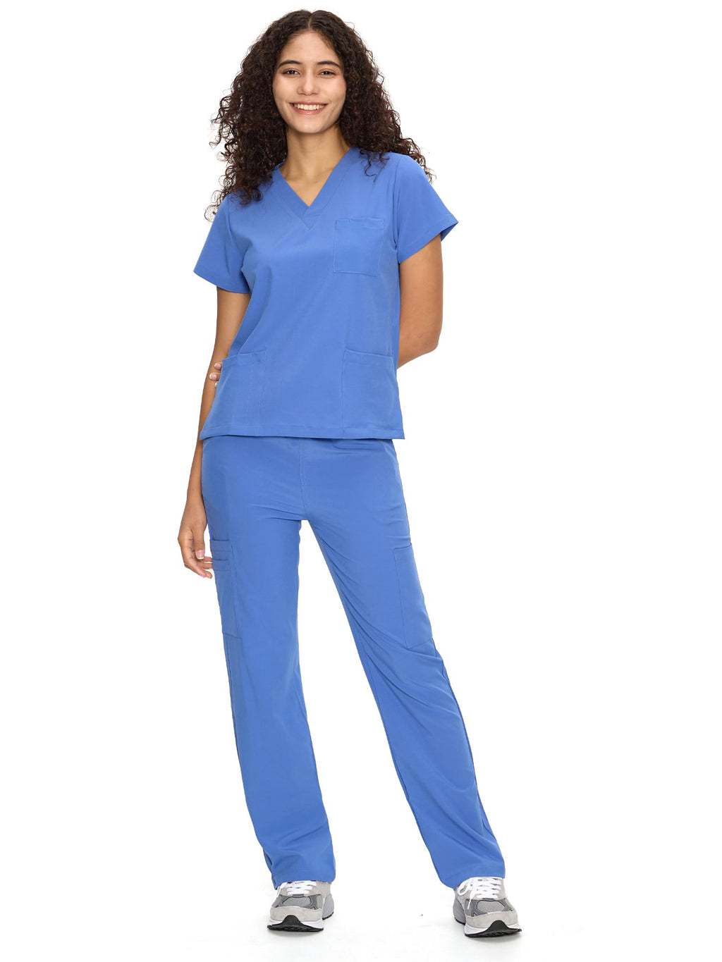 COZYFIT Scrubs for Women Set - V-Neck & Straight Leg Pants with 9 Pockets Jansha Store