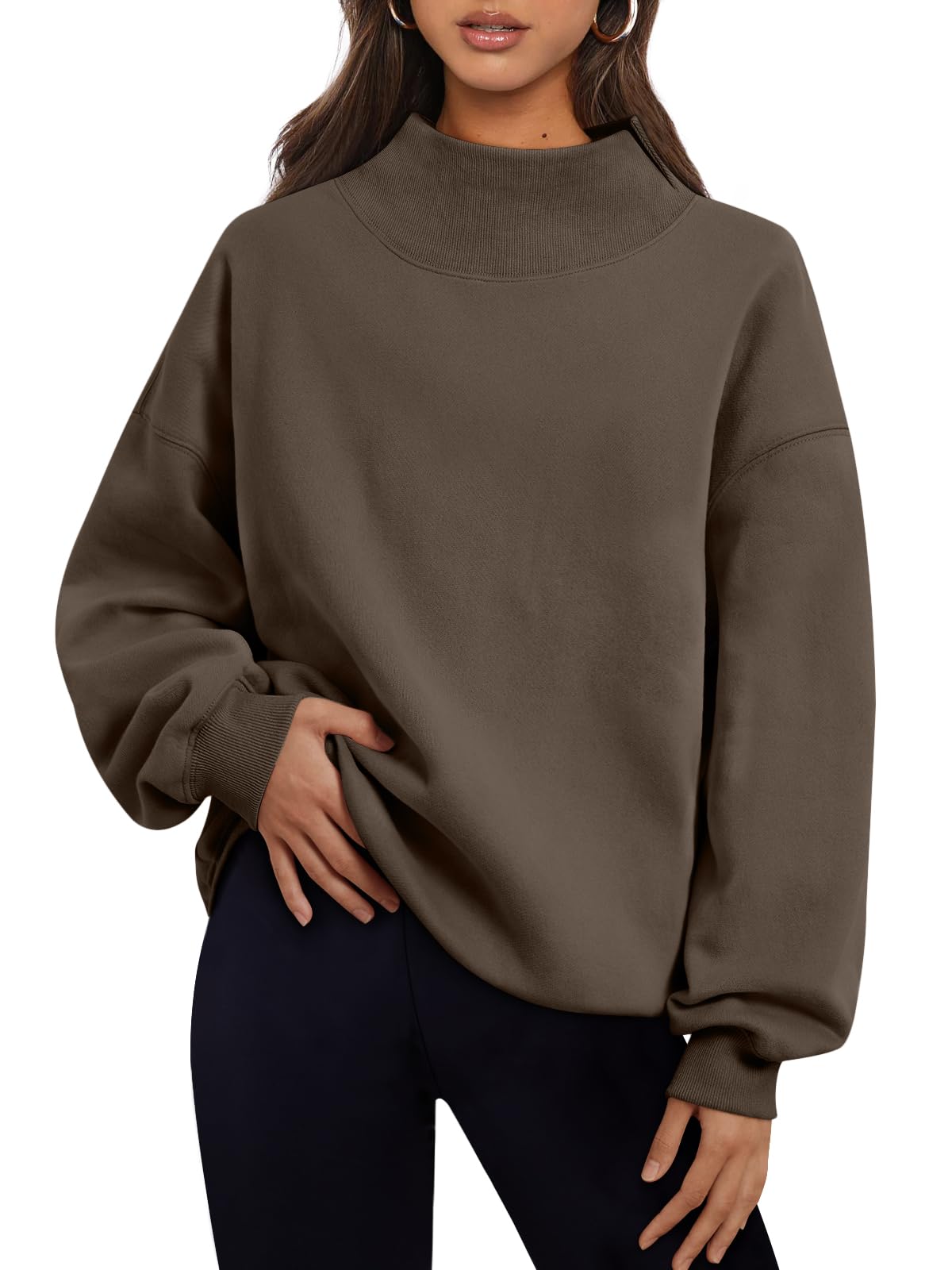 Trendy Queen Womens Mock Neck Sweatshirts Oversized Pullover Fall Outfits Jansha Store